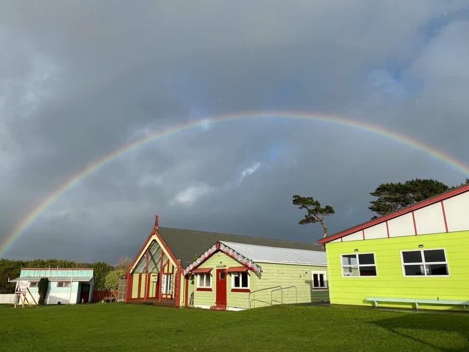 A rainbow over Pariroa Pā